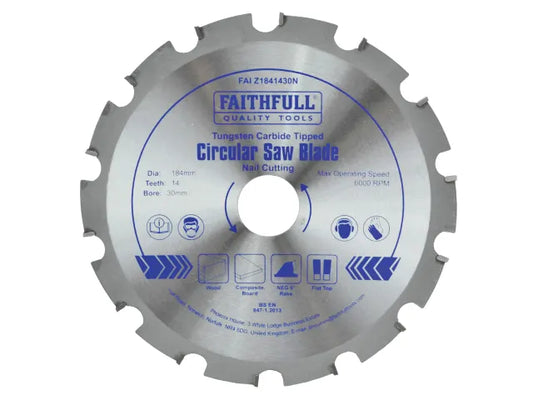 TCT Circular Saw Blade Nail Cutting 184 x 30mm x 14T NEG